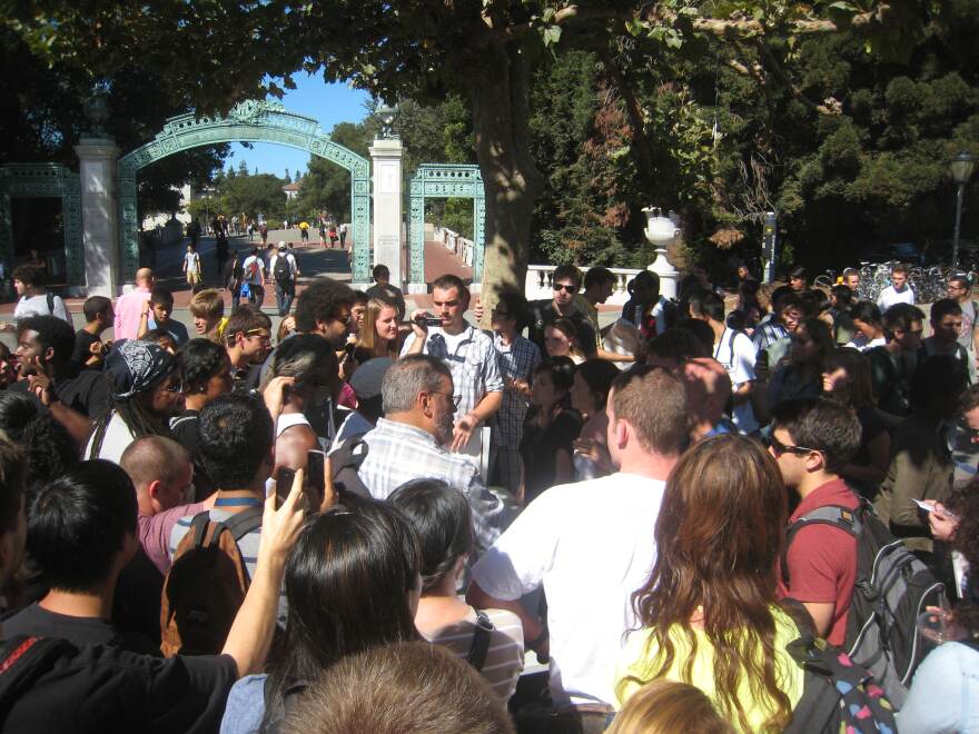 College Republicans at UC Berkeley hold a satirical bake sale to oppose SB 185.