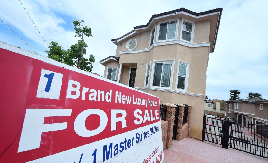 A for sale sign stands before property for sale in Monterey Park, California on April 25, 2017.
US home prices are rising across the country, at its fastest pace in almost three years, fuelling concerns of an unsustainable market that may overheat. / AFP PHOTO / Frederic J. Brown        (Photo credit should read FREDERIC J. BROWN/AFP/Getty Images)