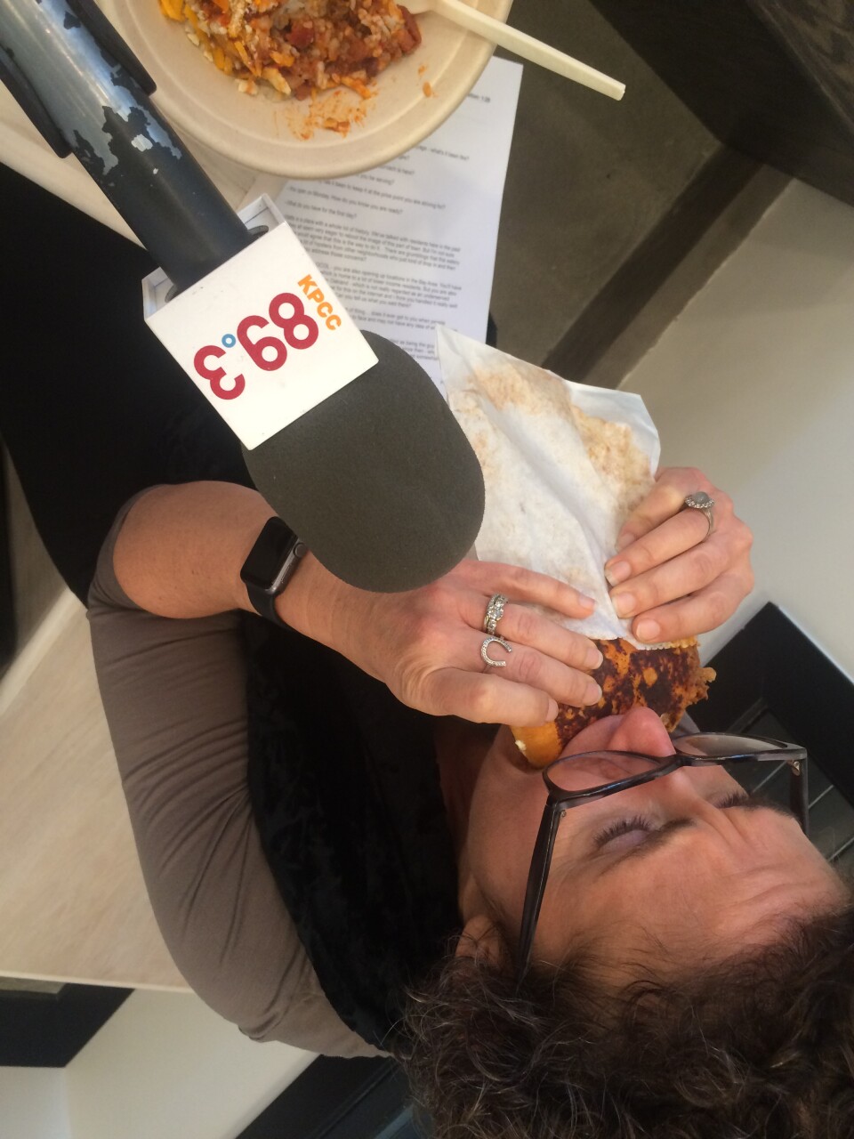 KPCC host Alex Cohen eats a turkey burger from LocoL, a new fast food restaurant in Watts by chef Roy Choi. All items are designed to be affordable and healthy for a neighborhood that's had little access to such fare.