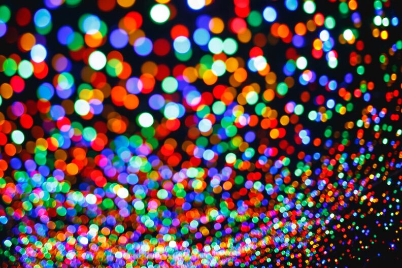 An abstract image of colorful holiday lights.