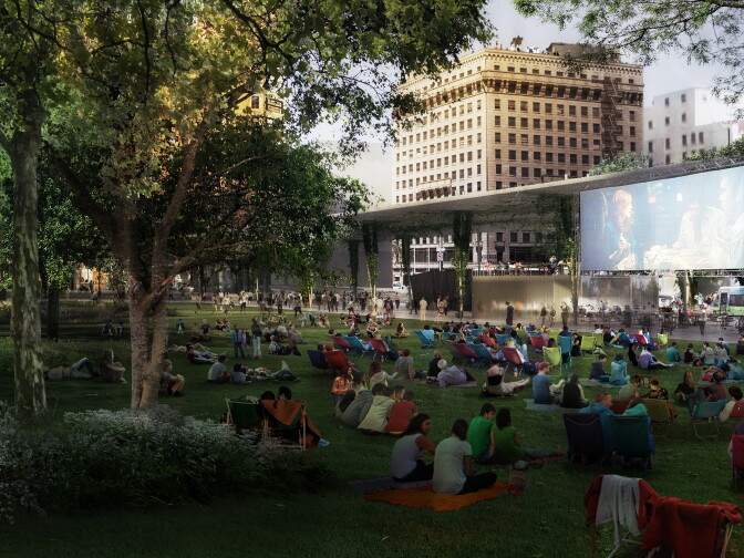 A rendering of the winning design for the new Pershing Square in downtown L.A. 