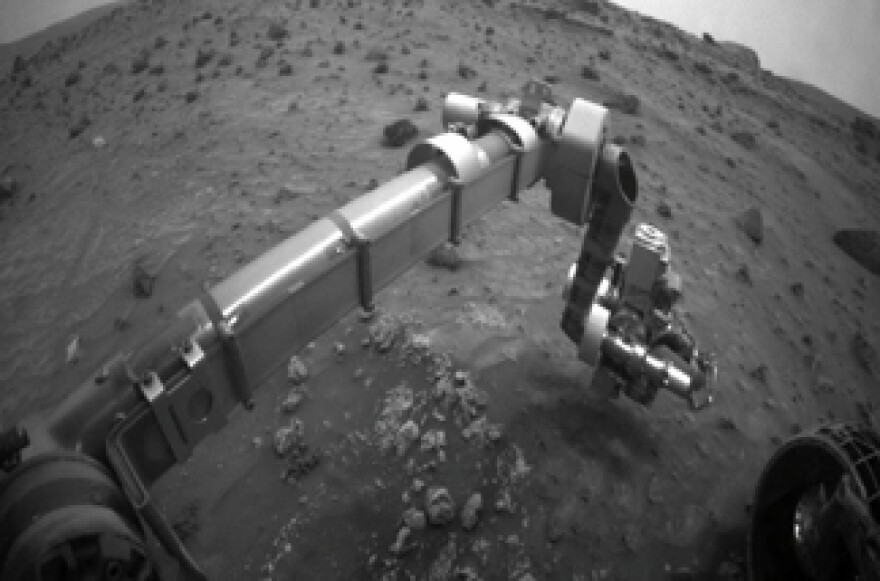 File photo: NASA's Mars Exploration Rover Spirit moved its robotic arm during the rover's 1,277th Martian day (Aug. 6, 2007) for the first time in 20 days. 

The teams operating Spirit and Opportunity kept both rovers' activity levels very low through July and early August of 2007 because dust storms have obscured much of the sunshine that the rovers rely upon for their solar arrays.