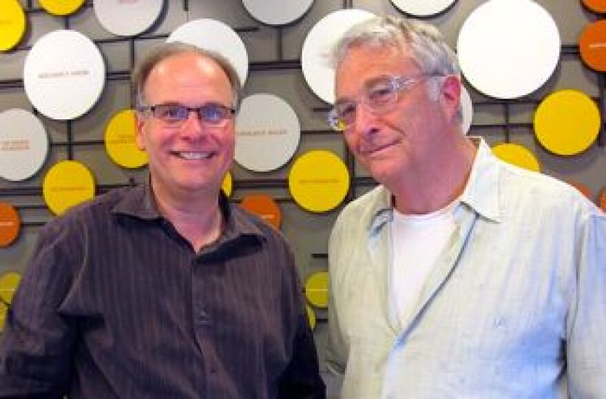 Academy Award-winning singer, songwriter and composer Randy Newman with AirTalk host Larry Mantle.