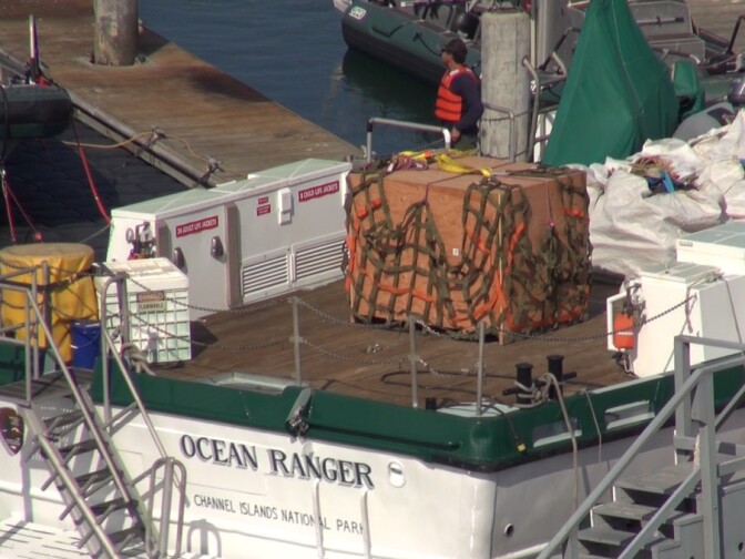 September, 2016: A mammoth fossil is shipped Santa Rosa Island in the Channel Islands to the California mainland.