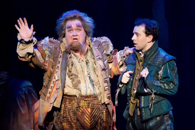 L-R: Blake Hammond and Rob McClure in “Something Rotten!” which plays at the Ahmanson Theatre November 21 through December 31, 2017. For tickets and information, please visit CenterTheatreGroup.org or call (213) 972-4400. Press Contact: CTGMedia@CTGLA.org / (213) 972-7376. Photo by Jeremy Daniel.