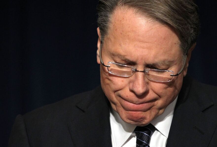 National Rifle Association Executive Vice President Wayne LaPierre calls on Congress to pass a law putting armed police officers in every school in America during a news conference at the Willard Hotel December 21, 2012 in Washington, DC. This is the first public appearance that leaders of the gun rights group have made since a 20-year-old man used a popular assault-style rifle to slaughter 20 school children and six adults at Sandy Hook Elementary School in Newtown, Connecticut, one week ago. 