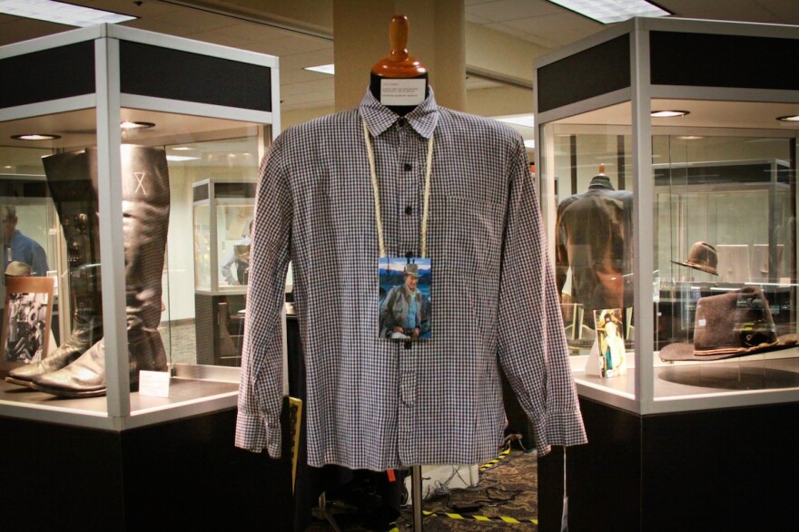 A shirt that John Wayne wore during a movie shoot was one of several items on display at an auction of the star's belongings.