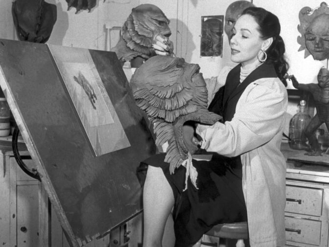 Milicent Patrick in the Universal monster shop.