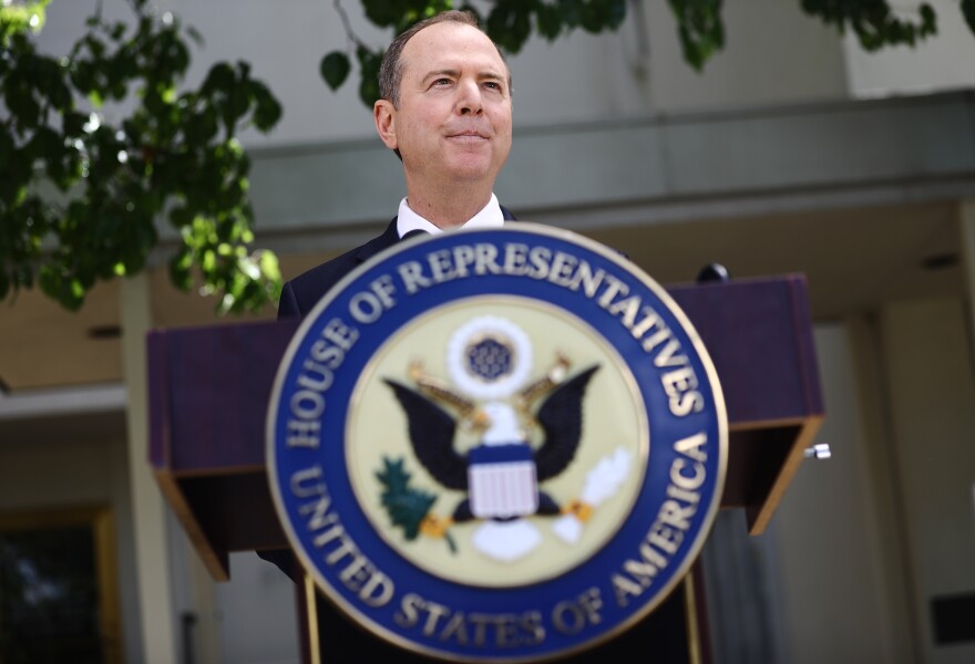 Chairman of the House Intelligence Committee Adam Schiff speaks at a press conference discussing yesterday's release of the redacted Mueller report on April 18, 2019 in Burbank, California.