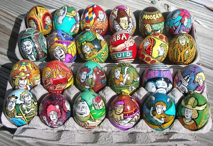 Contemporary artists continue to create new forms of egg art. <em>New Yorker</em> cartoonist Roz Chast learned <em>pysanky</em> technique to make egg art that reflects modern anxieties.