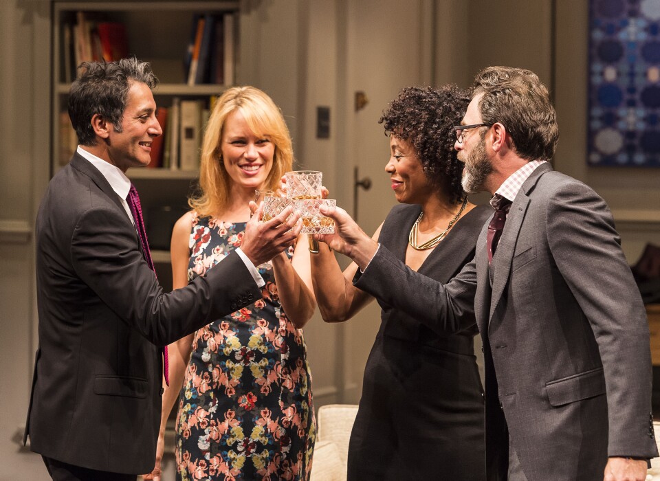 L-R: Hari Dhillon, Emily Swallow, Karen Pittman and J Anthony Crane in Ayad Akhtar’s Pulitzer-winning play “Disgraced,” which plays at Center Theatre Group/Mark Taper Forum at the Los Angeles Music Center June 8 through July 17, 2016. For tickets and information, please visit CenterTheatreGroup.org or call (213) 628-2772. Contact:  CTG Media and Communications/ (213) 972-7376/CTGMedia@ctgla.org
Photo by Craig Schwartz.

