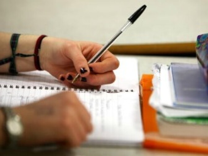 A student in a classroom.