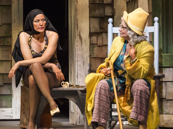 L-R: Rachel York and Betty Buckley in "Grey Gardens" The Musical. Directed by Michael Wilson, "Grey Gardens" plays at Center Theatre Group/Ahmanson Theatre through August 14, 2016. The book is by Doug Wright, music by Scott Frankel and lyrics by Michael Korie. "Grey Gardens" is based on the film by David Maysles, Albert Maysles, Ellen Hovde, Muffie Meyer and Susan Froemke. For tickets and information, please visit CenterTheatreGroup.org or call (213) 972-4400. Contact: CTGMedia@ctgla.org / (213) 972-7376.
Photo by Craig Schwartz.