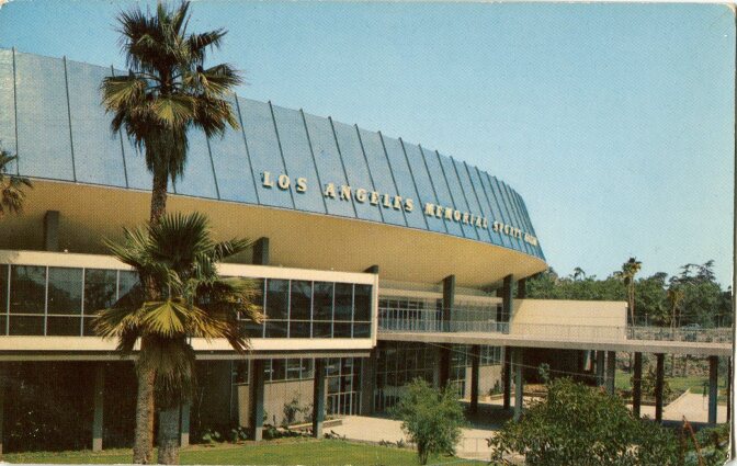 Los Angeles Memorial Sports Arena, 'the newest and most modern sports arena in the country ... built at a cost of nearly six million dollars."