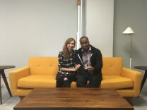 Lauren Lapkus with Shaun Diston, a guest on her show "With Special Guest Lauren Lapkus."