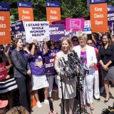 Nancy Northup, President of The Center for Reproductive Rights speaks to the media outside of the U.S. Supreme Court on June 27, 2016 in Washington, DC.