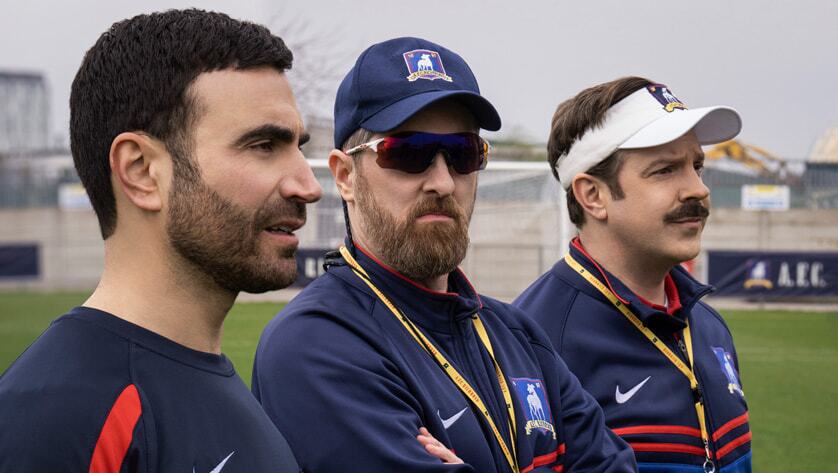  Brett Goldstein, Brendan Hunt and Jason Sudeikis in "Ted Lasso," now streaming on Apple TV+
