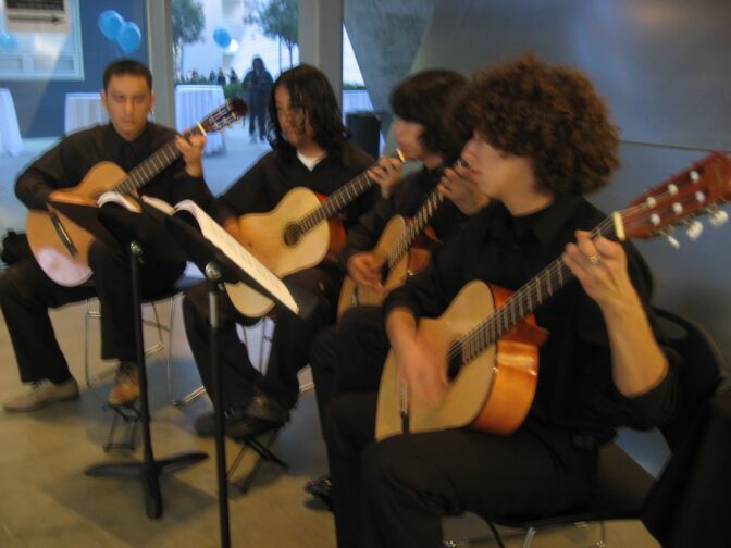 Students at L.A. Unified's new arts high school perform for the ribbon cutting ceremony this week.