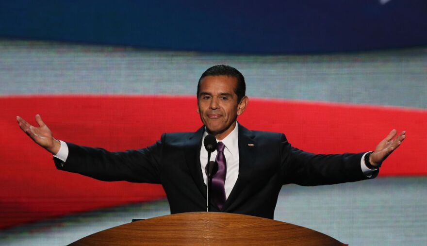 DNC Chair Los Angeles Mayor Antonio Villaraigosa speaks on stage during the final day of the Democratic National Convention at Time Warner Cable Arena on September 6, 2012 in Charlotte, North Carolina. The DNC, which concludes today, nominated U.S. President Barack Obama as the Democratic presidential candidate.  