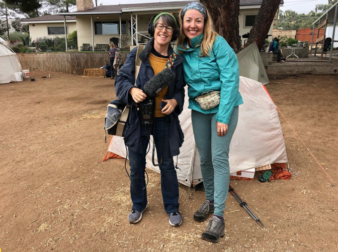 Reporter Sharon McNary and Pacific Crest Trail through-hiker Jazmín Ortega meet up at Hiker Heaven, one of a few spots along the trail that offer camping space and other comforts at no cost.