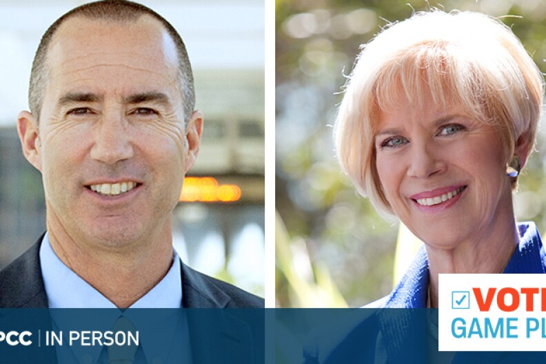 Republican Steve Napolitano (L) and Democrat Janice Hahn (R)