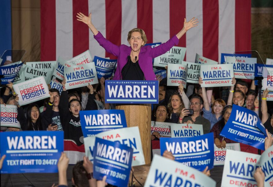Democratic White House hopeful Massachusetts Senator Elizabeth Warren speaks to her supporters during a campaign rally on the eve of the California Democratic Primary in Monterey Park, east of Los Angeles, California on March 2, 2020. - Left-leaning California has thrust itself back into the heart of the fight for the presidency in 2020, casting a potentially decisive vote March 3 in the Democratic nominee to face Donald Trump. (Photo by Mark RALSTON / AFP) (Photo by MARK RALSTON/AFP via Getty Images)