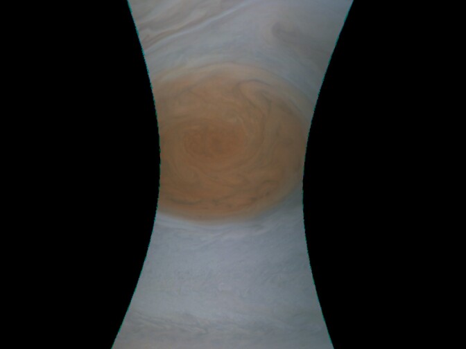 An image of Jupiter's Great Red Spot from the Juno spacecraft's July 11 flyby.