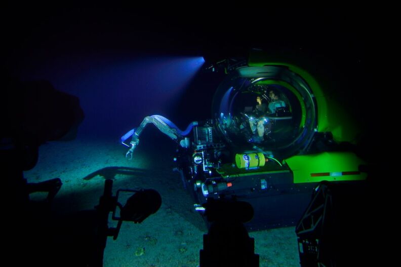 underwater exploration device at the bottom of the sea floor.
