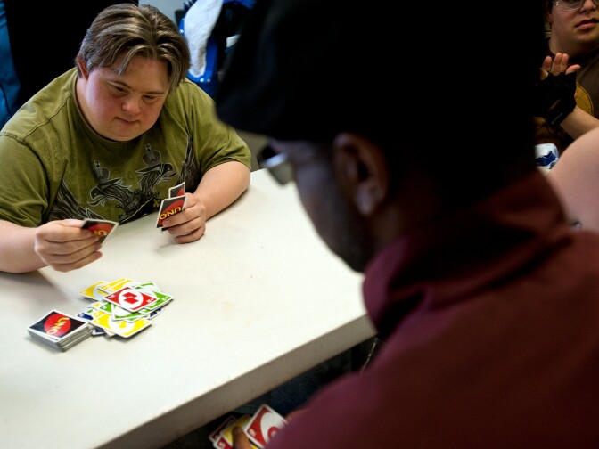 Nick Weiland, who has acted on "ER," plays Uno during a lunch break.