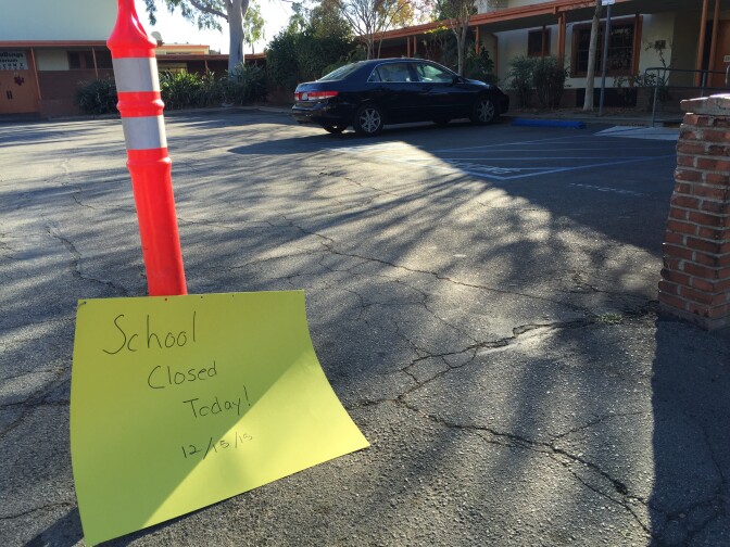 All Los Angeles Unified School District schools, including Toluca Lake Elementary, were closed Tuesday morning due to a bomb threat.