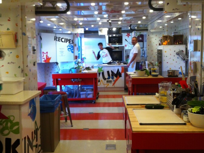 Inside the Big Rig, chef Matt Harrison down at the end.