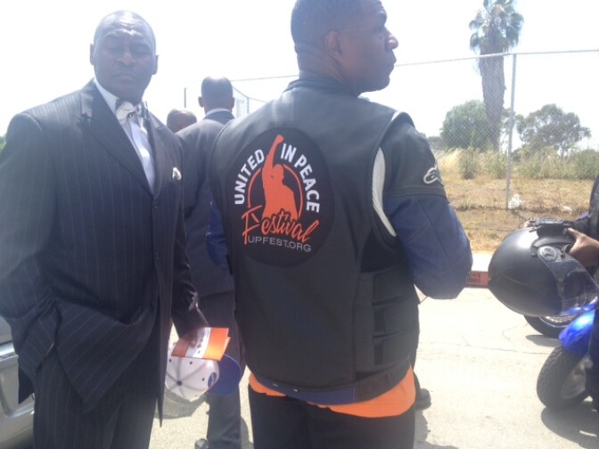 Spiritual community leaders get set to ride with the other bikers in the event. 