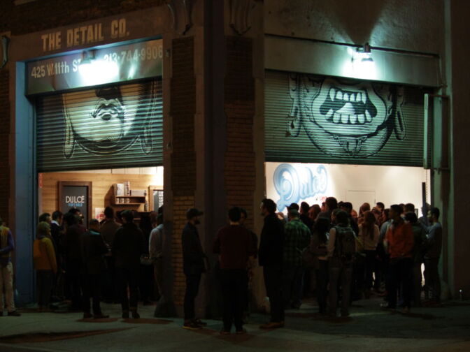 Spectators and competitors gather for the Thursday Night Latte Art Throwdown in Los Angeles. 