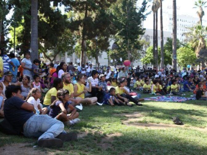 The audience at the "We Are Talking Pyramids" performance