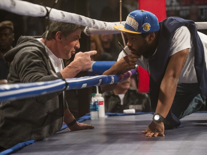 SYLVESTER STALLONE and writer/director RYAN COOGLER on the set of Metro-Goldwyn-Mayer Pictures', Warner Bros. Pictures’ and New Line Cinema’s drama "CREED," a Warner Bros. Pictures release.
Photo by Barry Wetcher
