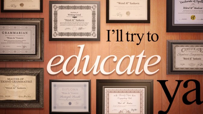 Screenshot from Weird Al's "Word Crimes" video. 