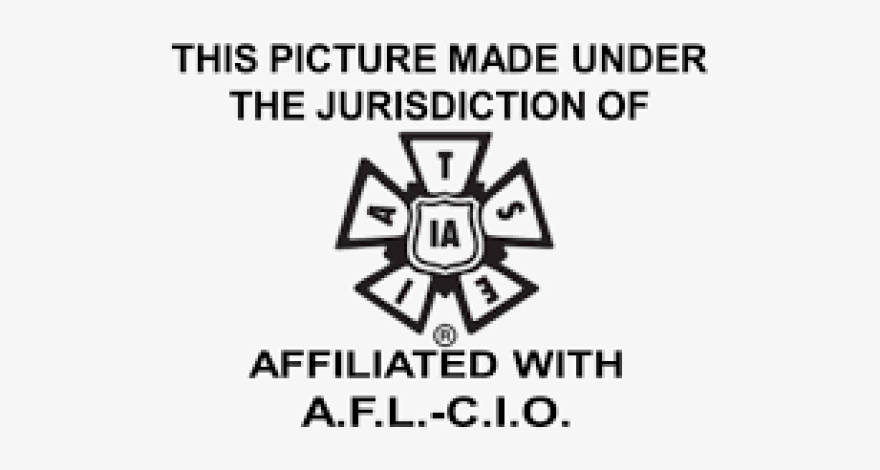 An image of a logo from IATSE with the words "This picture is made under the jurisdiction of IATSE." 