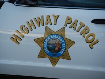 A CHP squad car door, photographed in Monterey County.