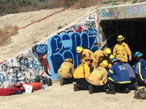 Ventura City Fire personnel responded to a reported brush fire in the Ventura River bottom near the 33 freeway on Sunday, April 12. 