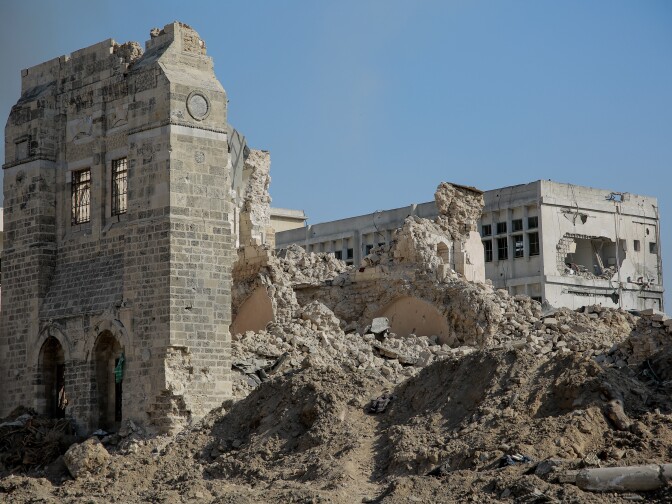 What is left of Pasha's Palace, amid Israel's bombardment of Gaza.