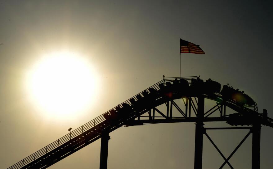 A roller coaster at the Pacific Amusement Park on the historic Santa Monica Pier, which is celebrating it's centennial year in Los Angeles on July 23, 2009.  The iconic pier built in 1909 is a major tourist attraction and has been the backdrop for countless Hollywood movies as well as the end of the famous Route 66 highway. Almost destroyed by a pair of violent storms in 1983, it was rebuilt after local residents rallied to save it from demolition.        AFP PHOTO/Mark RALSTON (Photo credit should read MARK RALSTON/AFP/Getty Images)