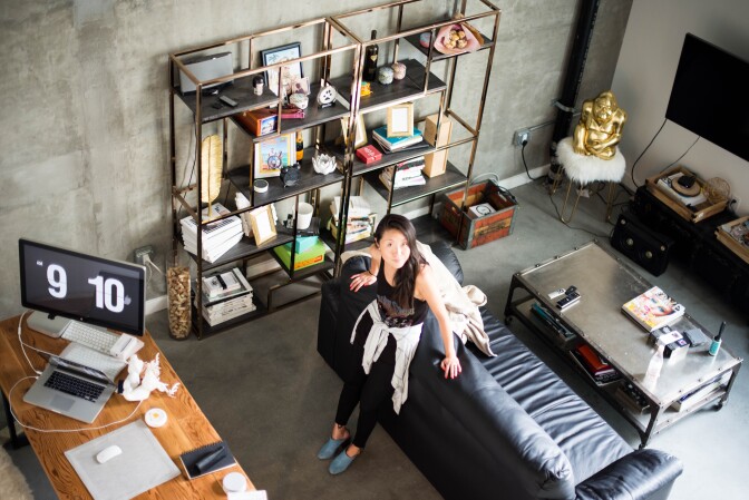 Fashion blogger Nina Hu rents this one-bedroom loft with her husband in downtown L.A.
