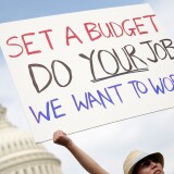 Furloughed federal workers protest outside the U.S. Capitol to demand an end to the lockout of federal workers caused by the government shutdown October 4, 2013 in Washington, DC. Today marks the fourth day of the government shutdown as Republicans and Democrats remain at an impasse over funding the federal government. 