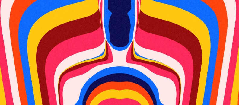 colorful abstract graphic of Oscar statue