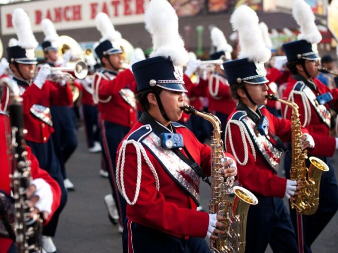 A local high school marching band in one of the L.A. County Fair's parades.
