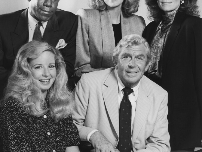 In the drama <em><em>Matlock</em></em>, Kene Holliday (top left), Nancy Stafford, Julie Sommars, Griffith and Kari Lizer played a criminal defense team that often came out on top.