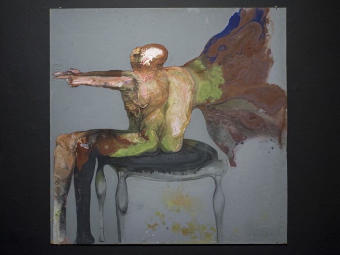 Jan Stussy: Untitled (from Ka series), c. 1977, acrylic on Masonite, 48 x 48 in., courtesy of Ray and Maxine Frankel. At "The Human Beast: Art of Maxine Kim Stussy & Jan Stussy," at WUHO (6518 Hollywood Blvd., Los Angeles, CA 90028) through February 9.