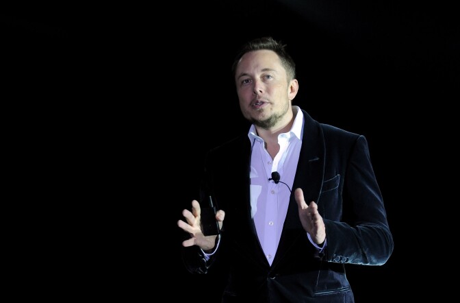 Co-Founder and Head of Product Design at Tesla Motors Elon Musk speaks onstage during Tesla Worldwide Debut of Model X on February 9, 2012 in Los Angeles, California.