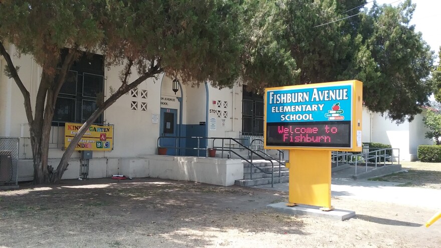 Fishburn Avenue Elementary School school in Maywood is one of several LAUSD schools that tested high for lead and the state is still deciding what to do about it.