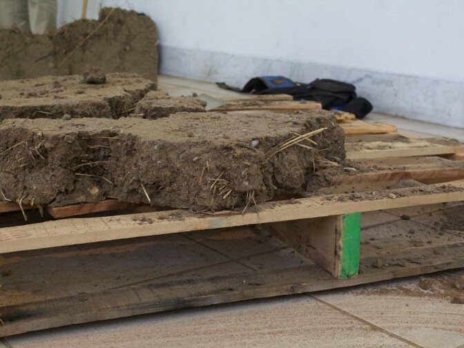 A broken adobe brick made by Rafa Esparza for his installment "Tierra" at the 2016 "Made in L.A." biennial.
